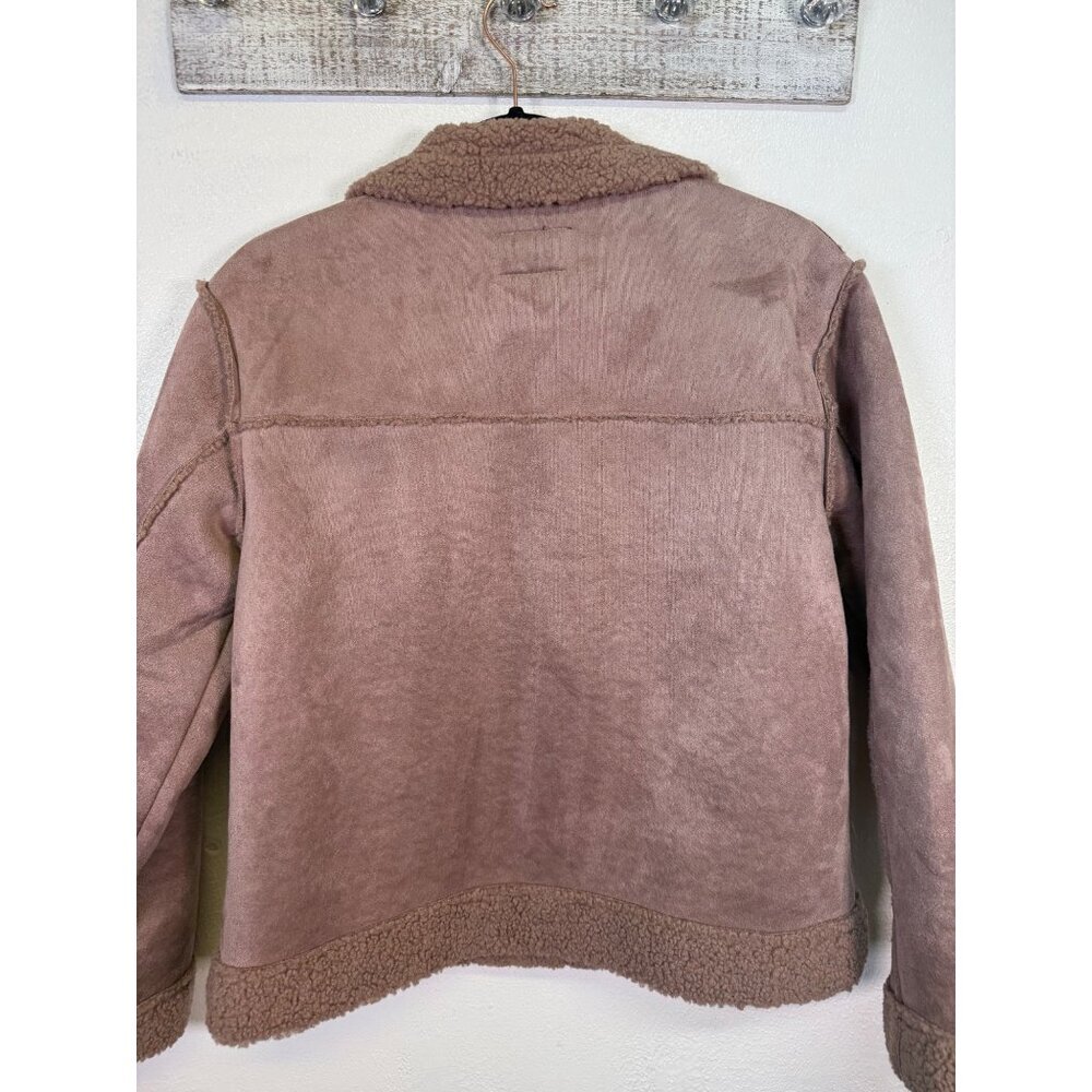Haute Monde Faux Suede Moto Jacket Sherpa Lining Maeve  Large Biker Urban Boho - Picture 8 of 12